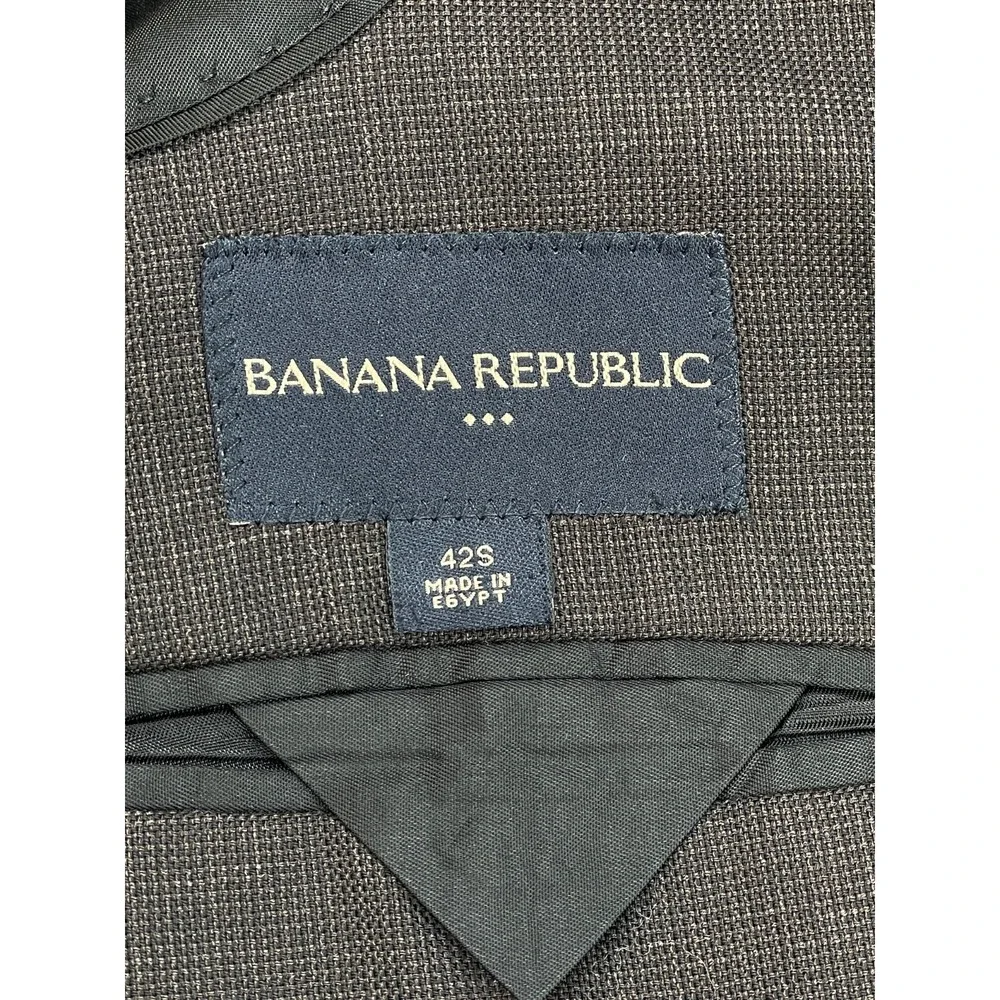 Banana Republic Suit Mens 42S Brown Wool Blend 2-Button Pants 36 x 32 - 2 Pcs